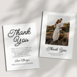 Tarjeta De Agradecimiento Moderno Boda Minimalista de imágenes en blanco neg