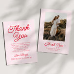 Tarjeta De Agradecimiento Moderno Boda Minimalista de imágenes rojas rosa<br><div class="desc">Este es un moderno minimalista Minimalista rosa y Personalizado rojo  foto Boda ¡Gracias tarjeta!</div>