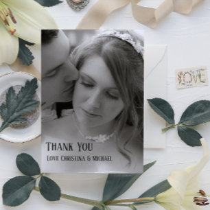 Tarjeta De Agradecimiento Moderno Boda Mínimo De Fotos Con Pelo Completo Gra