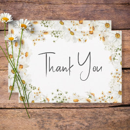 Tarjeta De Agradecimiento Moderno Boda Rústico del marco de la margarita