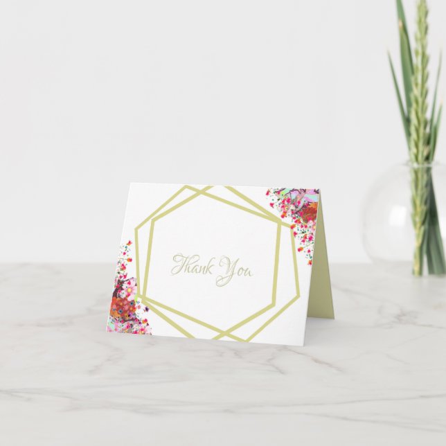 Tarjeta De Agradecimiento Moderno Boda Rústico Floral  (Anverso)