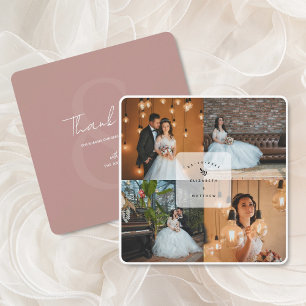 Tarjeta De Agradecimiento Moderno Boda Rústico Rústico 4 Collages de fotos