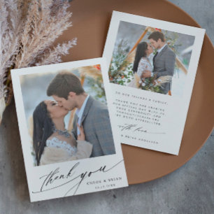 Tarjeta De Agradecimiento Moderno Boho Calligraphy 2 Boda de fotografía