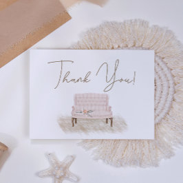 Tarjeta De Agradecimiento Moderno Boho Floral Elegante Rosa
