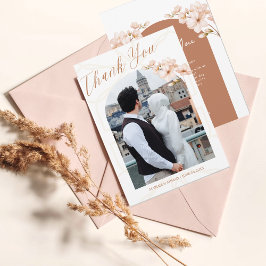 Tarjeta De Agradecimiento Moderno Boho Islámico Terracotta Floral Nikah Foto