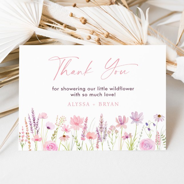 Tarjeta De Agradecimiento Moderno Boho Wildflower Meadow Baby Shower (Subido por el creador)