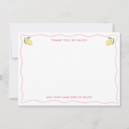 Tarjeta De Agradecimiento Moderno Bonito rosa Wavy Border Citrus Baby Shower