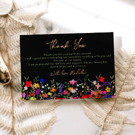 Tarjeta De Agradecimiento Moderno chic boho flores silvestres brillantes nup