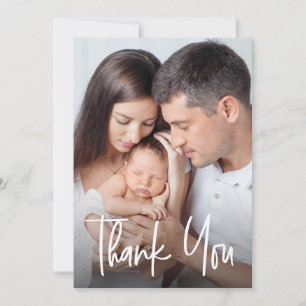 Tarjeta De Agradecimiento Moderno con letra a mano Personalizado foto de fam