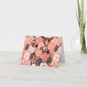 Tarjeta De Agradecimiento Moderno Coral Floral Patterado
