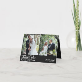Tarjeta De Agradecimiento Moderno Deco Cisne Negro 2 Boda de fotografía dobl