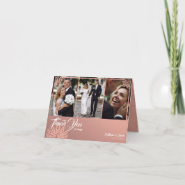 Tarjeta De Agradecimiento Moderno Deco Rosa Peacock 3 Boda de fotografía dob