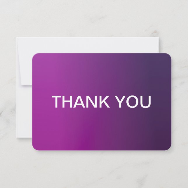 Tarjeta De Agradecimiento Moderno degradado púrpura Ombre y blanco editable (Anverso)