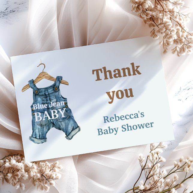 Tarjeta De Agradecimiento Moderno Denim Blue Jean Baby Boy Baby Shower (Subido por el creador)