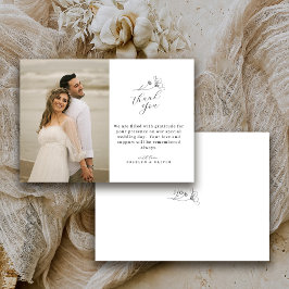 Tarjeta De Agradecimiento Moderno diseño de boda con fotografía y texto simp