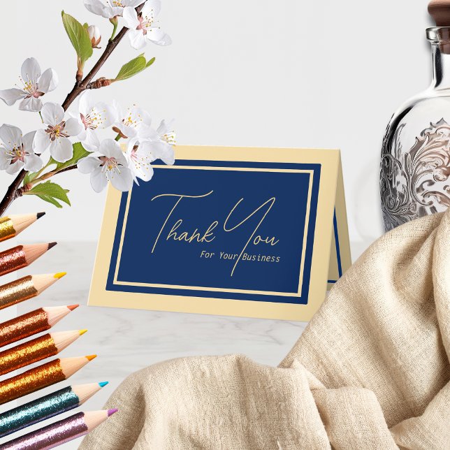 Tarjeta De Agradecimiento Moderno Duotone Tan/Empresa Naval (Subido por el creador)