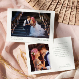 Tarjeta De Agradecimiento Moderno Elegante 2 Fotos Boda de mensajes de tipog