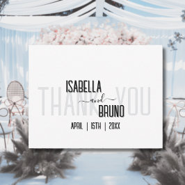 Tarjeta De Agradecimiento Moderno, elegante Boda de texto negro personalizad