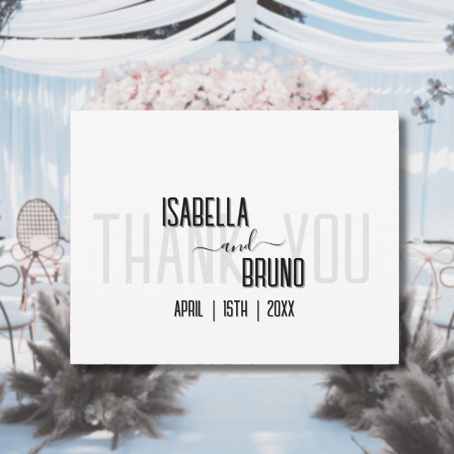 Tarjeta De Agradecimiento Moderno, elegante Boda de texto negro personalizad (Subido por el creador)