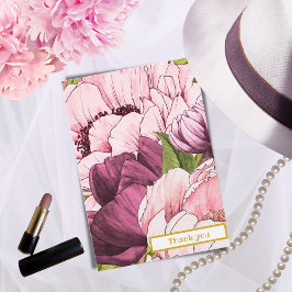 Tarjeta De Agradecimiento Moderno Elegante Floral Rosas Peonías Agradecimien
