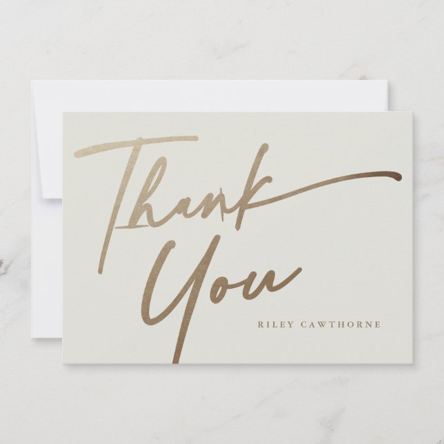 Tarjeta De Agradecimiento Moderno Elegante Script Dorado Boho Despedida de S (Anverso)