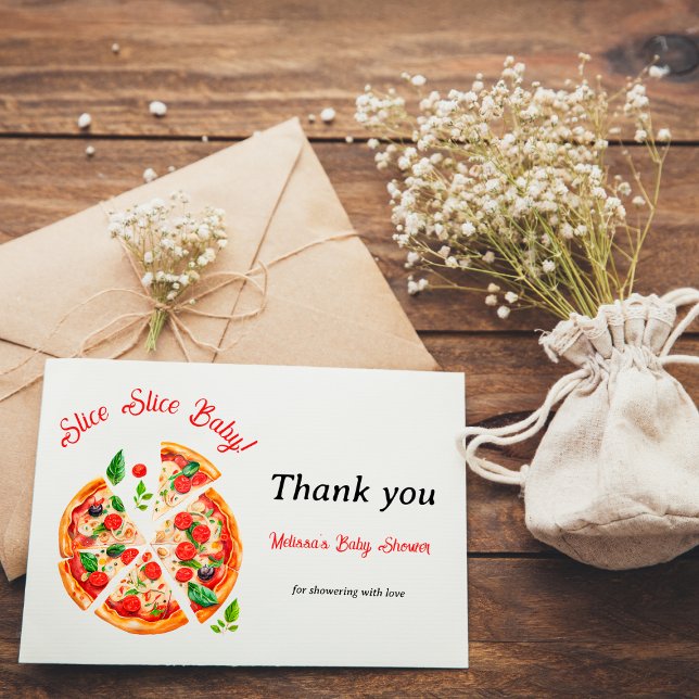 Tarjeta De Agradecimiento Moderno Fiesta italiano de pizza Slice Slice Baby  (Subido por el creador)