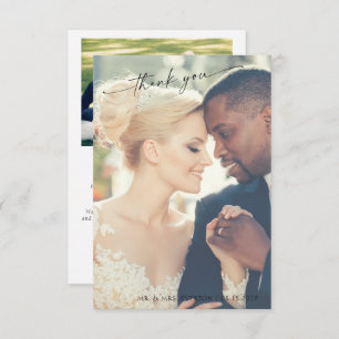 Tarjeta De Agradecimiento Moderno Foto de Bodas Gracias Letra a Mano 2