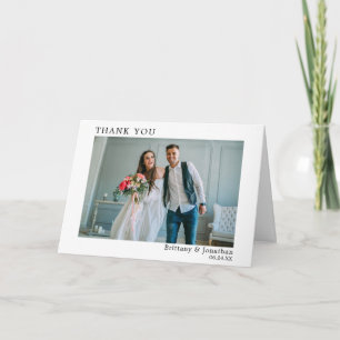 Tarjeta De Agradecimiento Moderno giro Minimalista de foto Boda simple