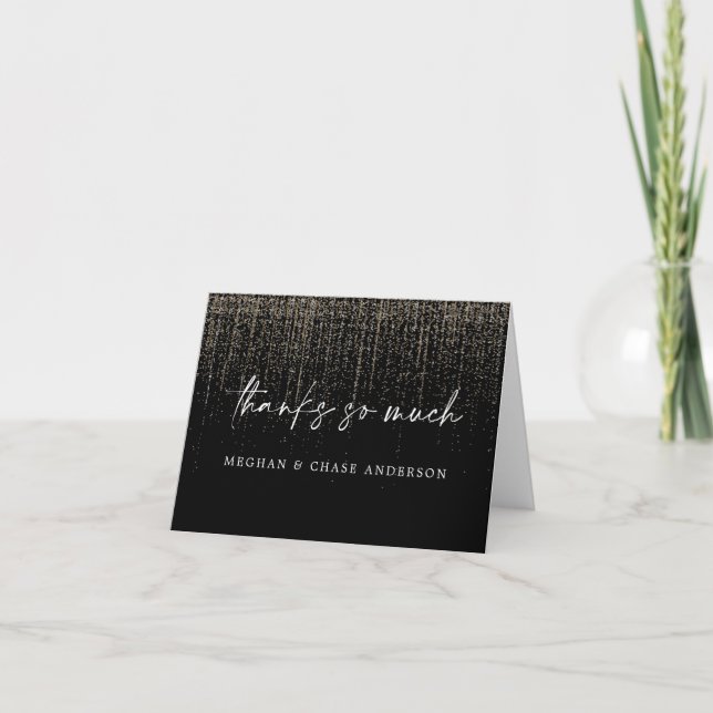 Tarjeta De Agradecimiento Moderno Gracias A Edgy Champagne Purpurina (Anverso)