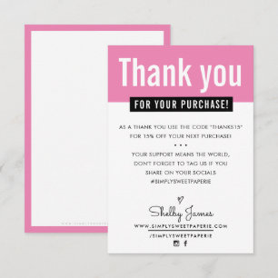 Tarjeta De Agradecimiento MODERNO GRACIAS AL CLIENTE compra insertar rosado