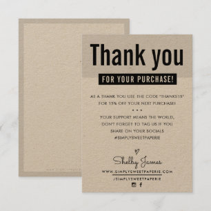Tarjeta De Agradecimiento MODERNO GRACIAS AL CLIENTE insertar un lindo kraft