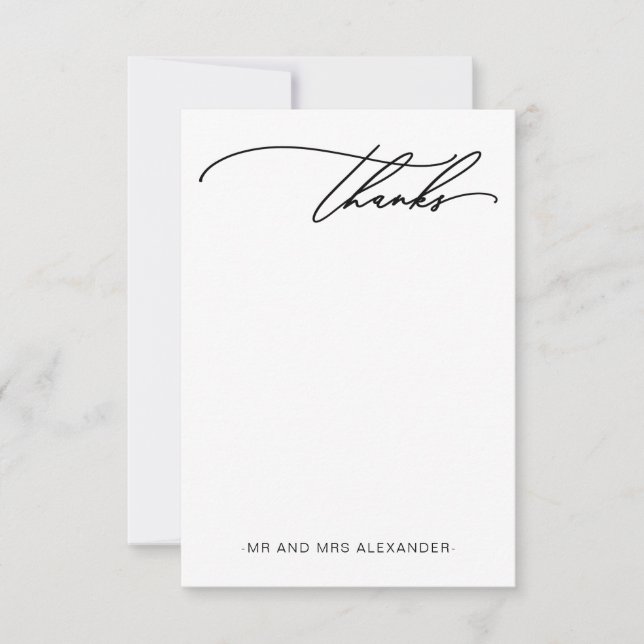 Tarjeta De Agradecimiento Moderno Gracias Elegante Negro y Blanco (Anverso)