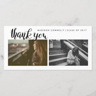 Tarjeta De Agradecimiento Moderno gracias foto graduada manuscrita