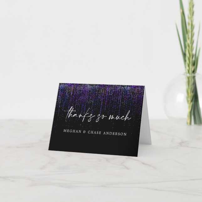 Tarjeta De Agradecimiento Moderno Gracias Purpurina Edgy Purple (Anverso)