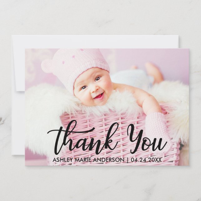 Tarjeta De Agradecimiento Moderno gracias recién nacido (Anverso)