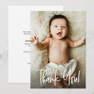 Tarjeta De Agradecimiento Moderno Gracias Script Photo Baby Shower