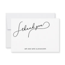 Moderno guión bonito negro y blanco Gracias