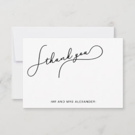 Tarjeta De Agradecimiento Moderno guión bonito negro y blanco Gracias