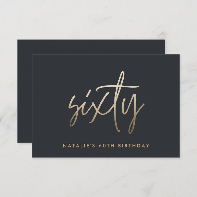 Tarjeta De Agradecimiento Moderno guión elegante de 60 años simple (Anverso / Reverso)