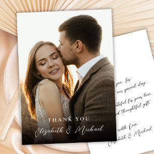 Tarjeta De Agradecimiento Moderno guión manuscrito romántico foto boda 