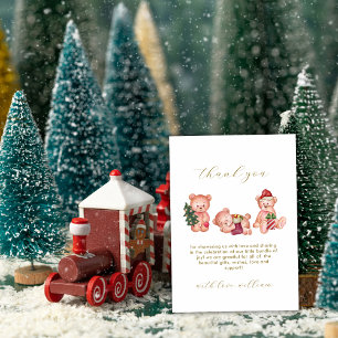 Tarjeta De Agradecimiento Moderno invierno está frío afuera Oso Baby Shower 