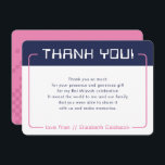 Tarjeta De Agradecimiento MODERNO JUEGO GRACIAS Bat Mitzvah color rosa azul<br><div class="desc">por kat massard >> www.simplysweetPAPERIE.com <<< Un diseño sencillo para tus TARJETAS PLANAS DE GRACIAS - para que coincidan con tus invitaciones principales. Me encanta el diseño, pero me gustaría ver algunos cambios - otro esquema de color, producto, agregar una foto o adaptado para una ocasión diferente - no hay...</div>