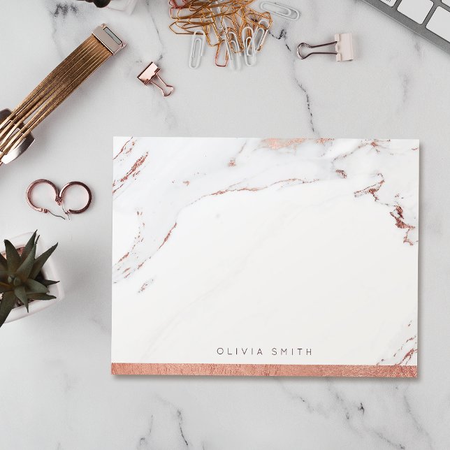 Tarjeta De Agradecimiento Moderno mármol rosa dorado personalizado Stationer (Modern rose gold marble personalized Stationery Thank You Card)