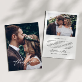 Tarjeta De Agradecimiento Moderno Matrimonio 2-Foto con Letra a Mano Minimal
