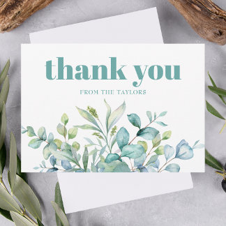Tarjeta De Agradecimiento Moderno Mensaje Floral Sencillo de Acuarela Elegan