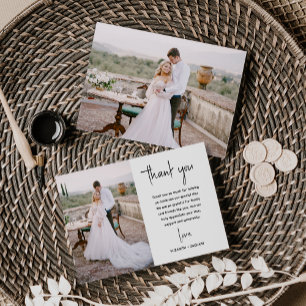 Tarjeta De Agradecimiento Moderno Minimalista 2-Fotos Guión Boda