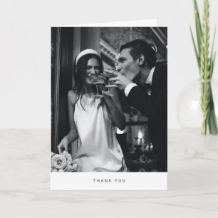 Tarjeta De Agradecimiento Moderno Minimalista Boda Foto Simple Blanco Vacío