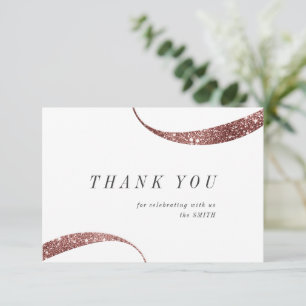 Tarjeta De Agradecimiento Moderno minimalista elegante rosa dorado brillo