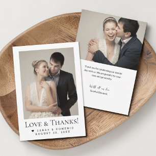 Tarjeta De Agradecimiento Moderno Minimalista Foto Boda Amor & Agradecimient