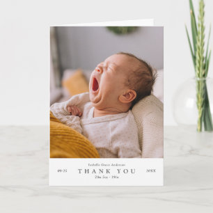 Tarjeta De Agradecimiento Moderno Minimalista Foto de Bebé Dos Fotos